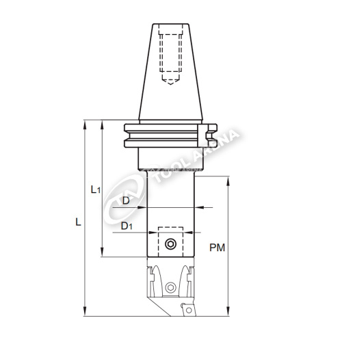 Оправка для расточных блоков, типоразмер 42, глубина расточки 75 мм, хвостовик SK 40 DIN 69871, AS 340 042 075 фото